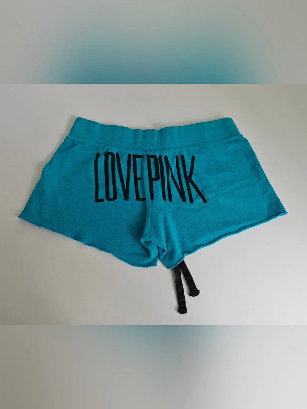 Victoria's Secret vibrant aqua blue sweatshorts by PINK Logo Vtg Y2K Size S